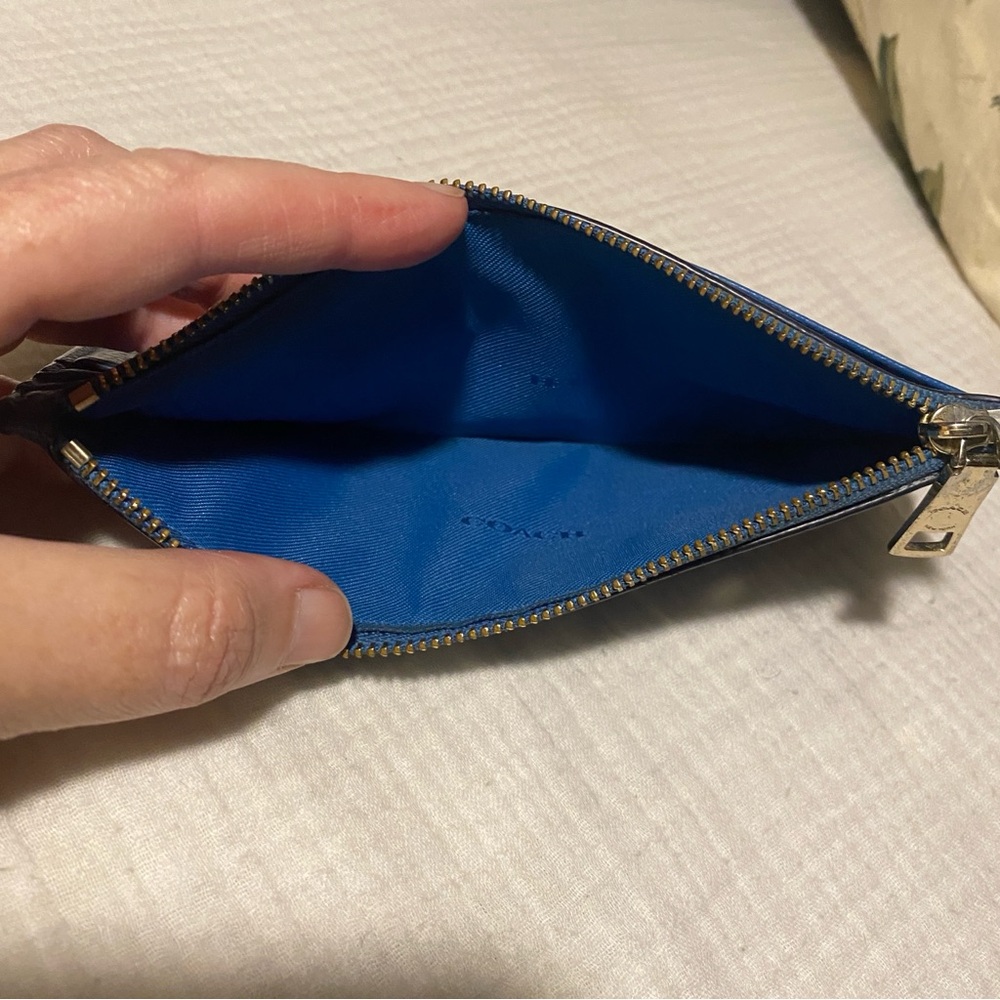 COACH womens blue leather long card holder wallet zip - Picture 5 of 7